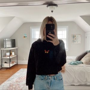 Shein Butterfly Cropped Hoodie